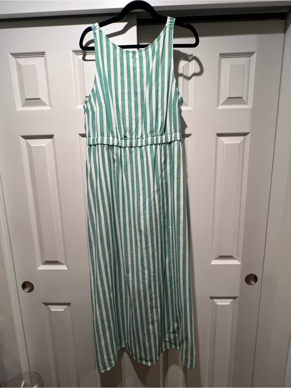 Universal Thread Green and White Striped Sleeveless Maxi Dress
